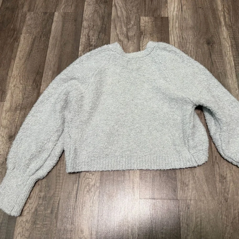 SO Girls Light‎ Gray Fuzzy Knit Open Front Bolero Cardigan Sweater M (8)